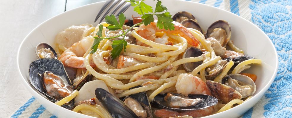 carbonara di mare con ricotta Sale&Pepe