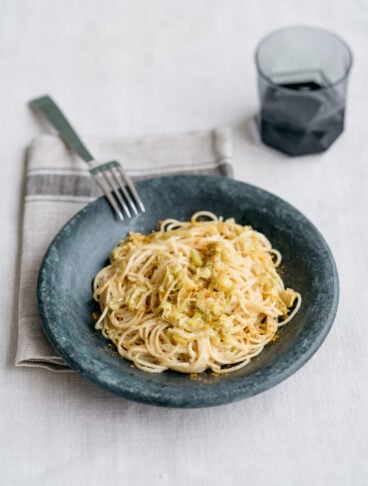 Spaghettini con i porri al curry