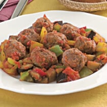 Polpette con melanzane e peperoni