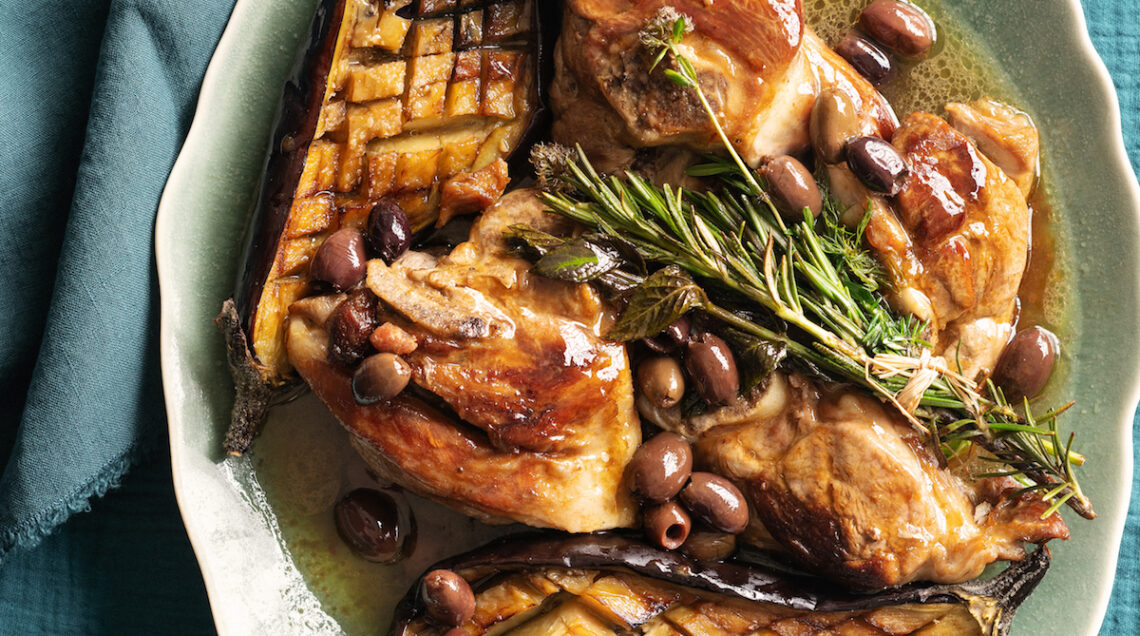 Agnello con melanzane e olive