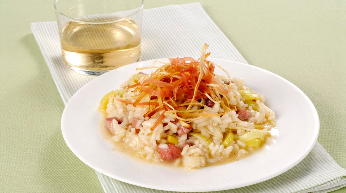 Risotto con speck e porri