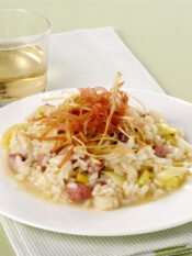 Risotto con speck e porri