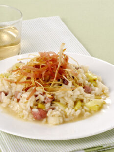 Risotto con speck e porri