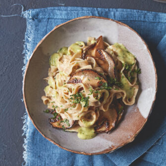 Tagliatelle di castagne con crema al Parmigiano e porcini