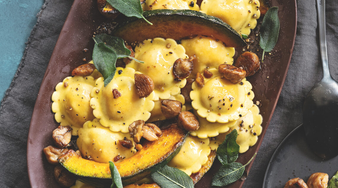 Gioiaverde alla zucca con zucca, castagne e salvia fritta