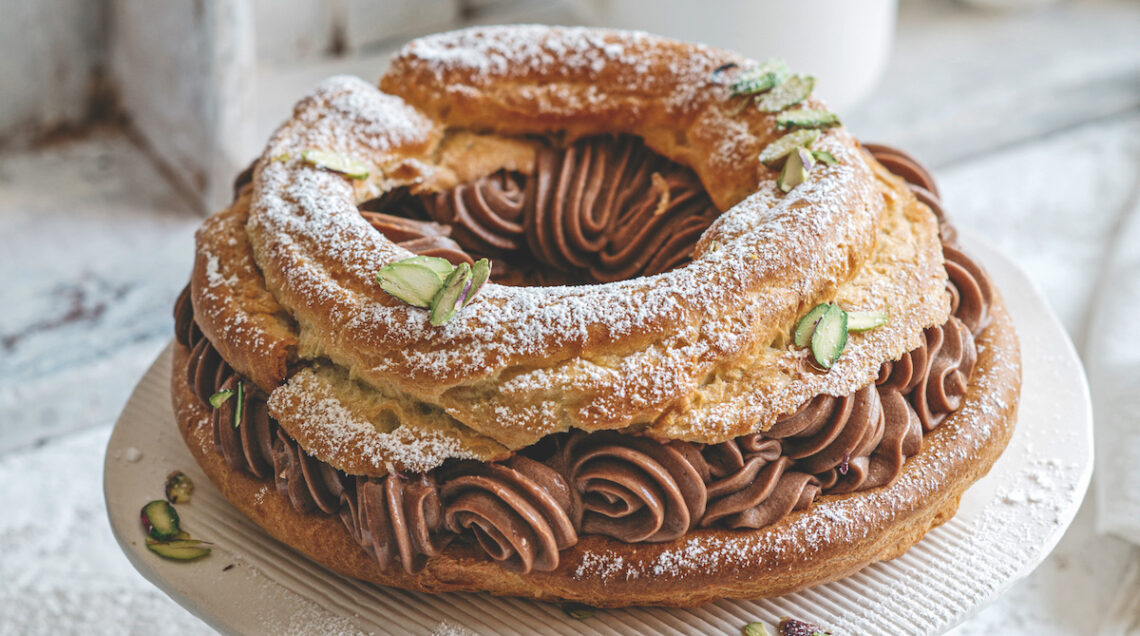 Paris-Brest con Mousseline al cioccolato e pistacchi