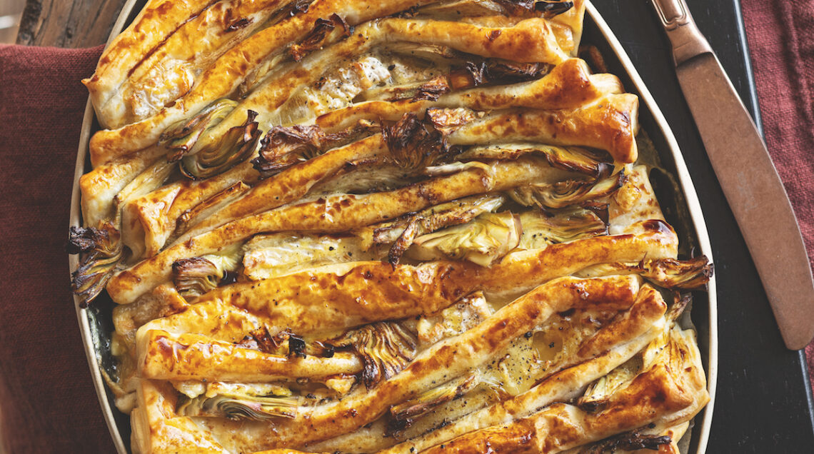 Sfogliata al camembert con carciofi