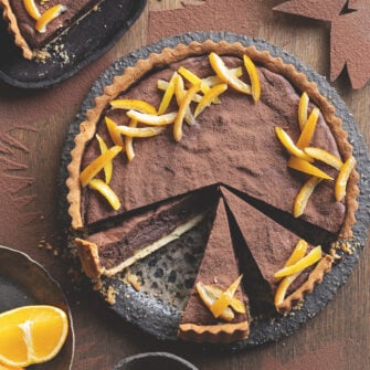 Crostata al cioccolato con canditi di arancia e limone