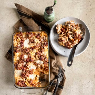 Lasagna di riso ribe con sugo ai funghi