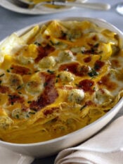 Lasagne con zucca e polpettine