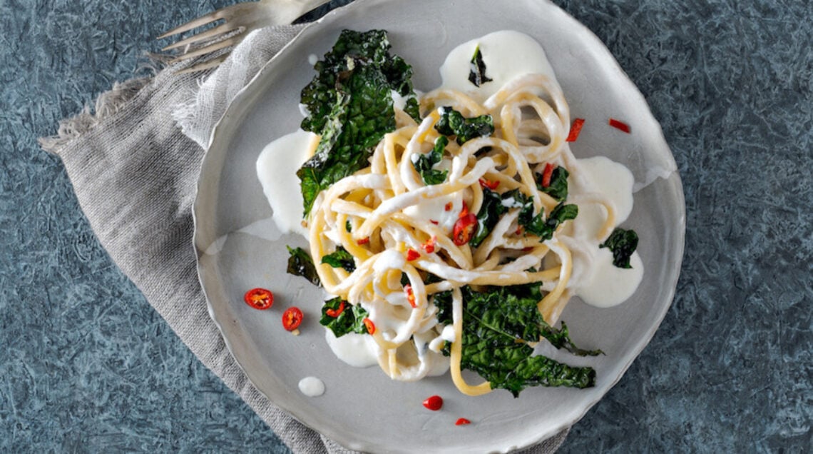 Pici con cavolo nero e crema di pecorino