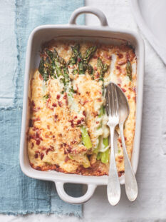 Gratin di asparagi allo speck